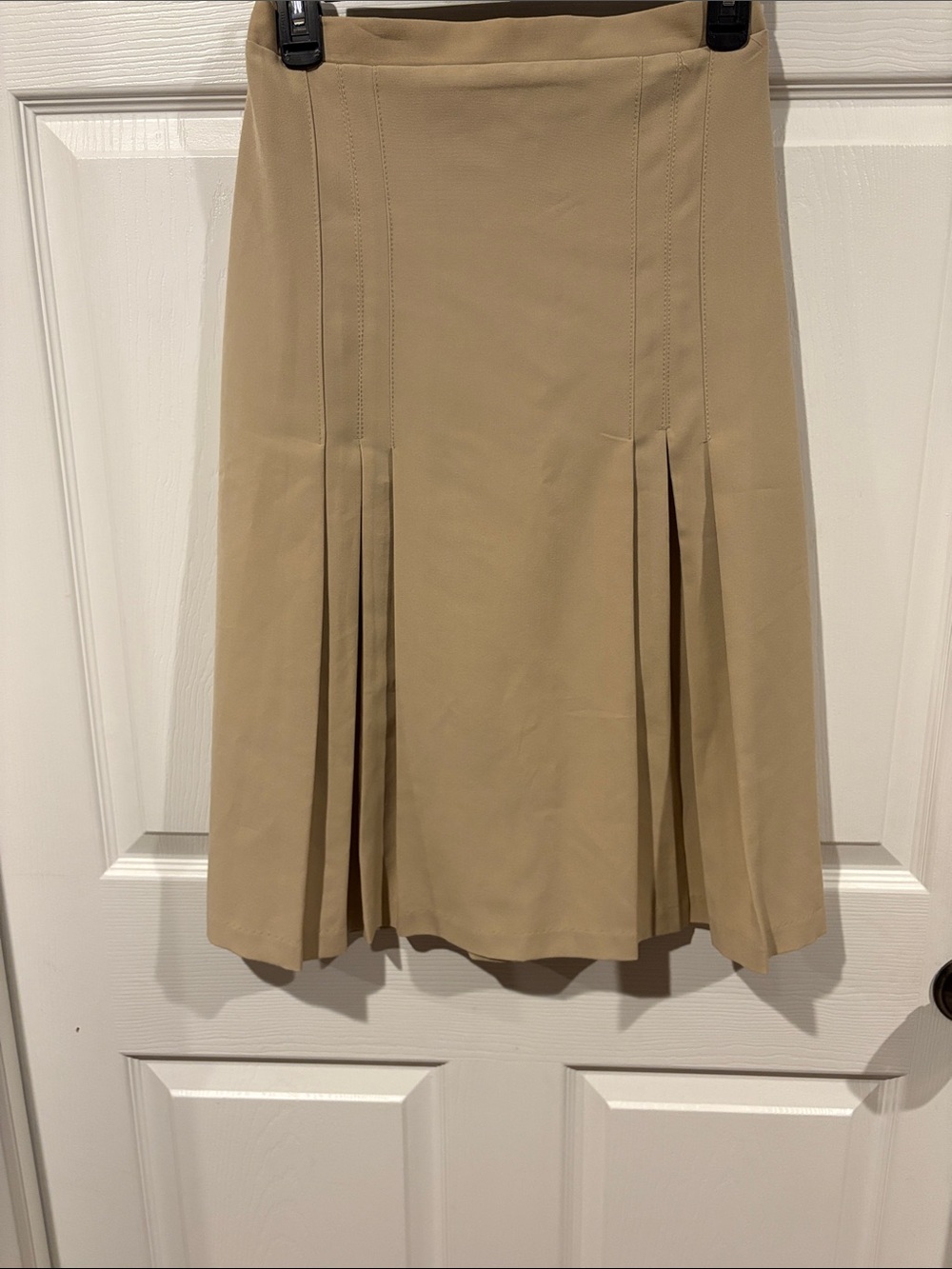 Blair Beige Pleated Midi Skirt